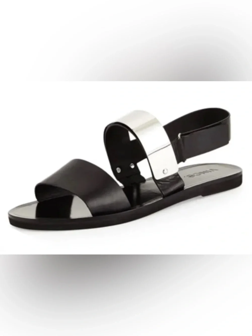 Vince Black and Metallic Silver Ciara Sandals Size 7